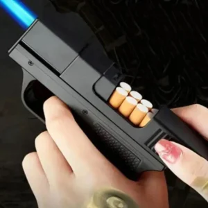 Çakmaklı Tabanca Tabaka Olağanüstü  Hazneli Çakmak - Siyah