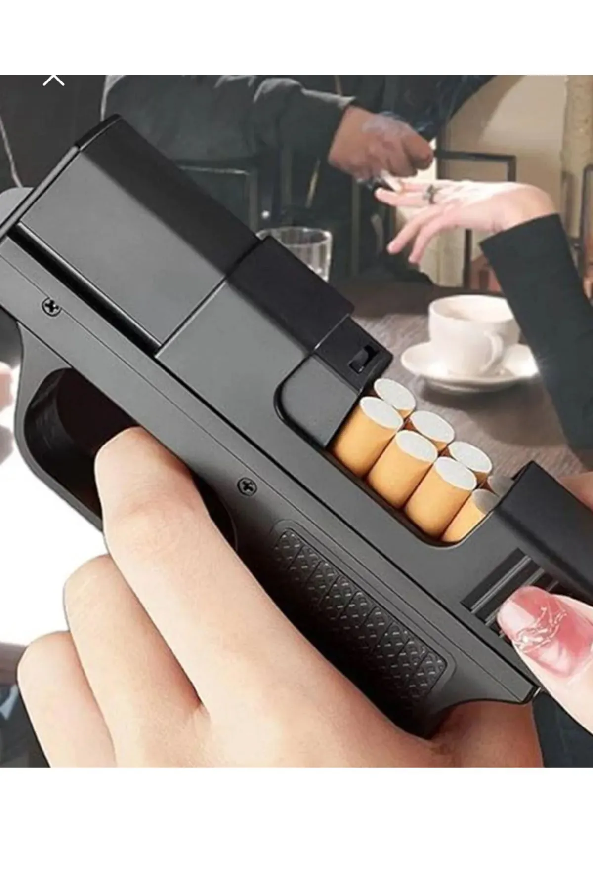 Çakmaklı Tabanca Tabaka Olağanüstü Hazneli Çakmak - Siyah - Görsel 3