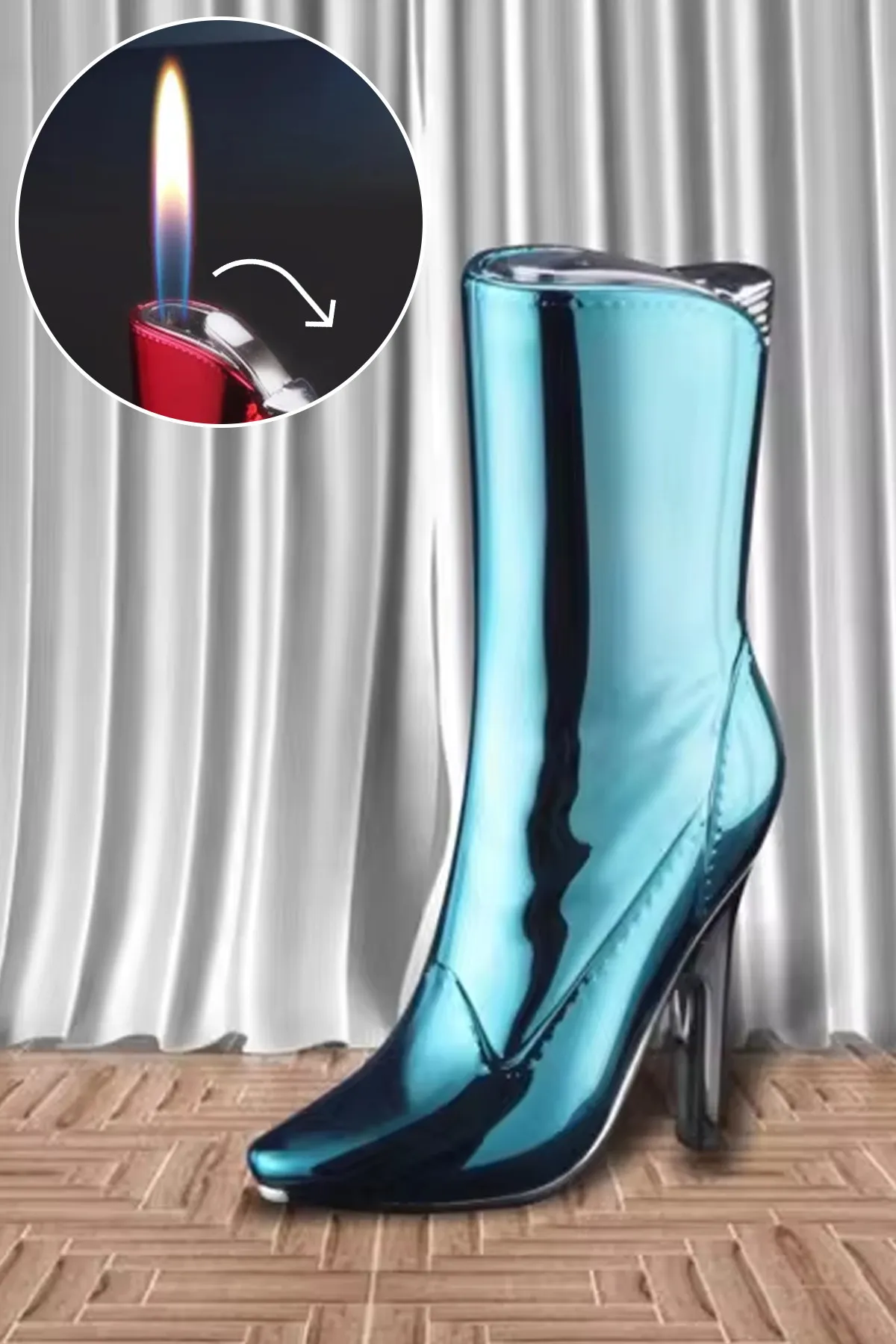 Çizme Görünümlü Gazlı Mavi Çakmak Özel Tasarım - Mavi