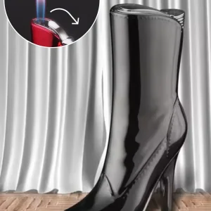 Çizme Görünümlü Gazlı Siyah Çakmak Özel Tasarım - Gri