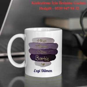 Hem Harbi Hem Barbi Temalı  Kişiye Özel Tasarımlı Kupa Bardak - Beyaz