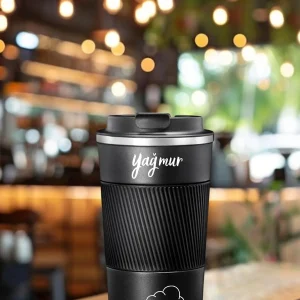 Alternative view of Kişiye Özel Baskılı 500 Ml  Çift Katmanlı 304 Paslanmaz Çelik Termos Mug - Siyah