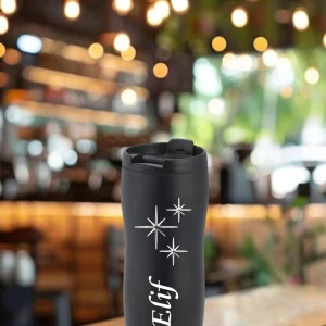 Kişiye Özel Çift Katman Sızdırmaz Vakumlu  450ml Paslanmaz Çelik Termos Bardak Mug Çay Kahve Termosu - Siyah