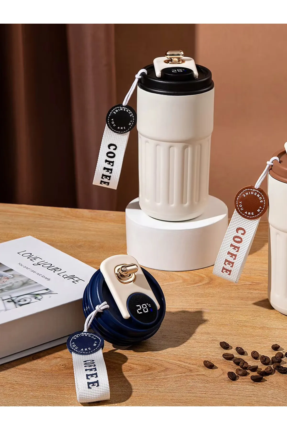 Kişiye Özel Dijital Göstergeli Paslanmaz 316 Çelik Termos 400ml Bardak Mug Kupa Termos - Siyah - Görsel 2