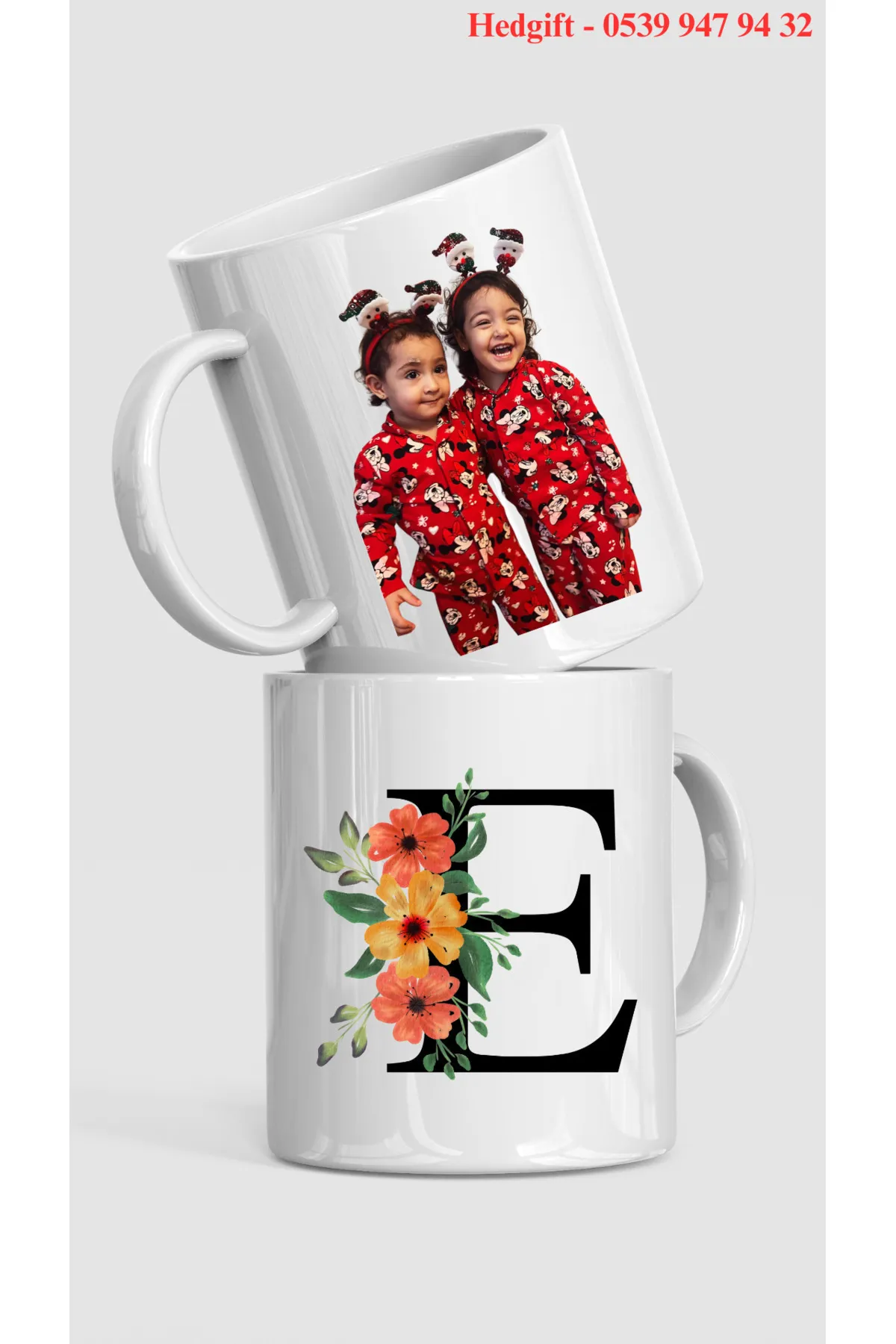 Kişiye Özel Harf Ve Fotoğraf Baskılı Porselen Kupa Bardak (KENDİN TASARLA)(KARNE HEDİYESİ) - Beyaz - Görsel 2