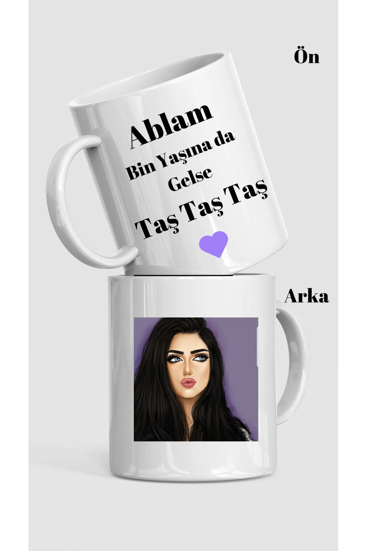 Kişiye Özel Harf Ve Fotoğraf Baskılı Porselen Kupa Bardak (KENDİN TASARLA)(KARNE HEDİYESİ) - Beyaz - Görsel 3