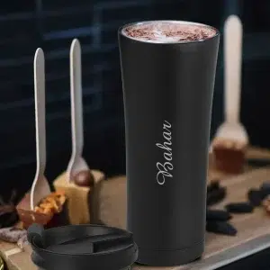Alternative view of Kişiye Özel Isim Baskılı 500 Ml Çift  Katmanlı 304 Çelik Kaydırmaz Taban Araç Termos Mug Coffee - Siyah