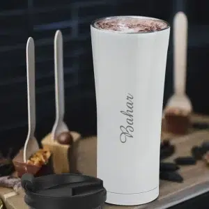 Alternative view of Kişiye Özel Isim Baskılı 500 Ml Çift  Katmanlı 304 Çelik Kaydırmaz Taban Araç Termos Mug Coffee - Beyaz