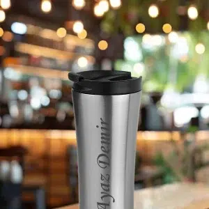 Alternative view of Kişiye Özel Isim Baskılı 500 Ml Çift  Katmanlı 304 Çelik Kaydırmaz Taban Araç Termos Mug Coffee - Gümüş