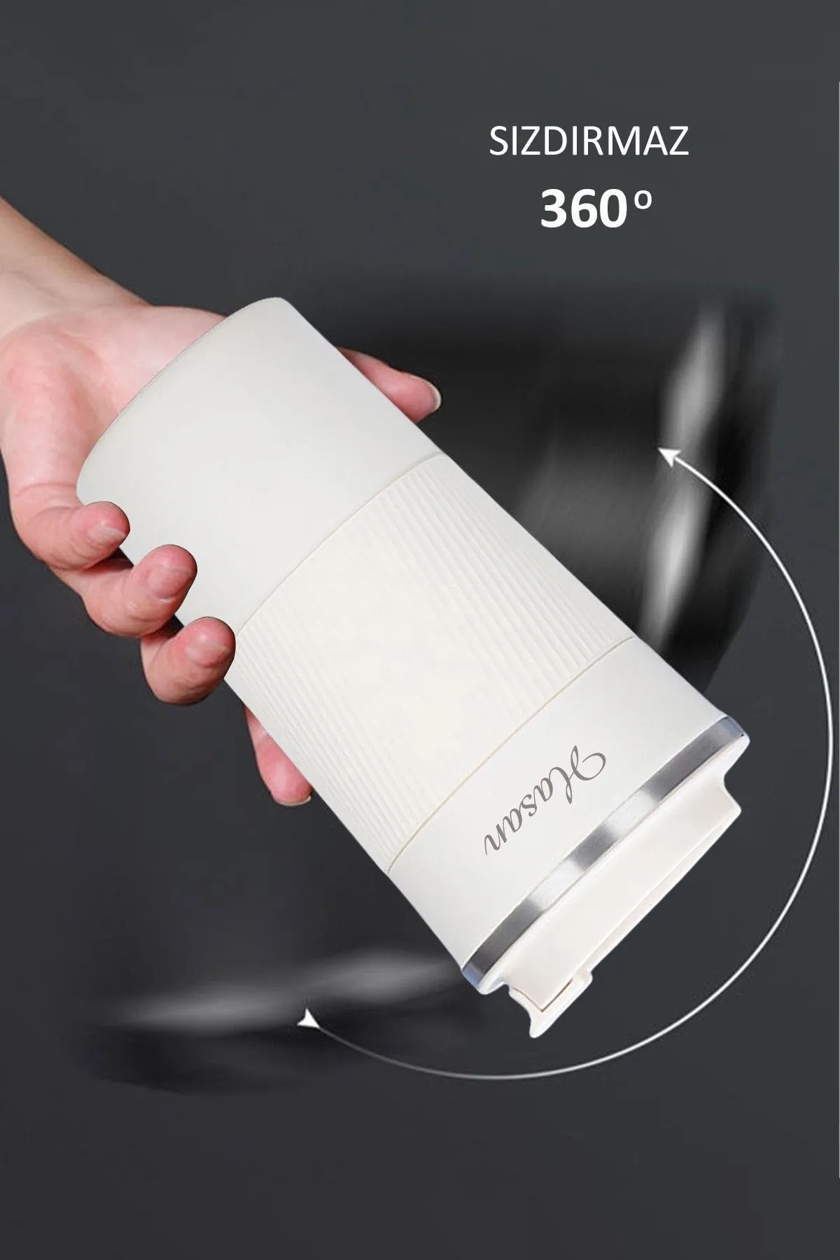 Kişiye Özel Isim Baskılı 500 Ml Çift Katmanlı 304 Paslanmaz Çelik Termos Mug - Beyaz - Görsel 2