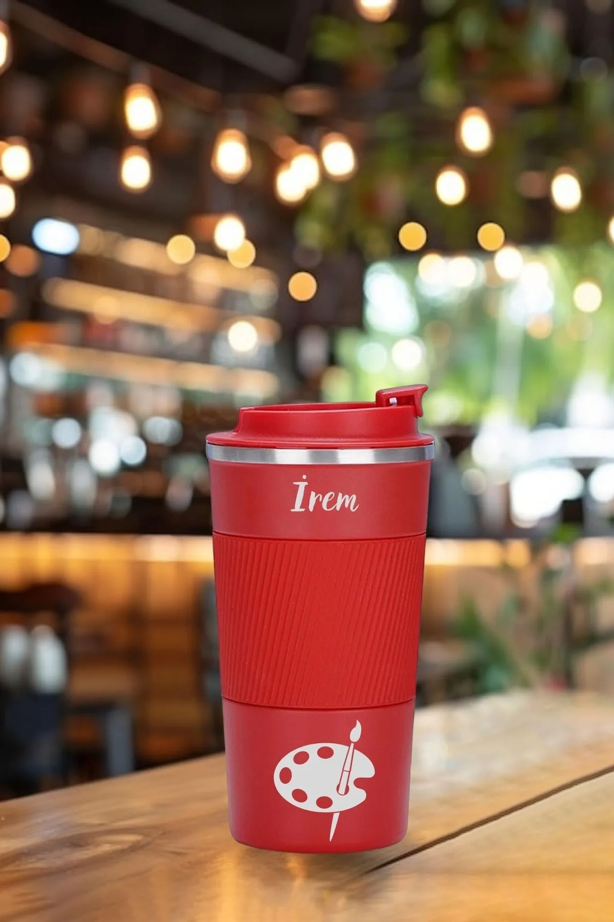 Kişiye Özel Isim Baskılı 500 Ml Çift Katmanlı 304 Paslanmaz Çelik Termos Mug - Kırmızı