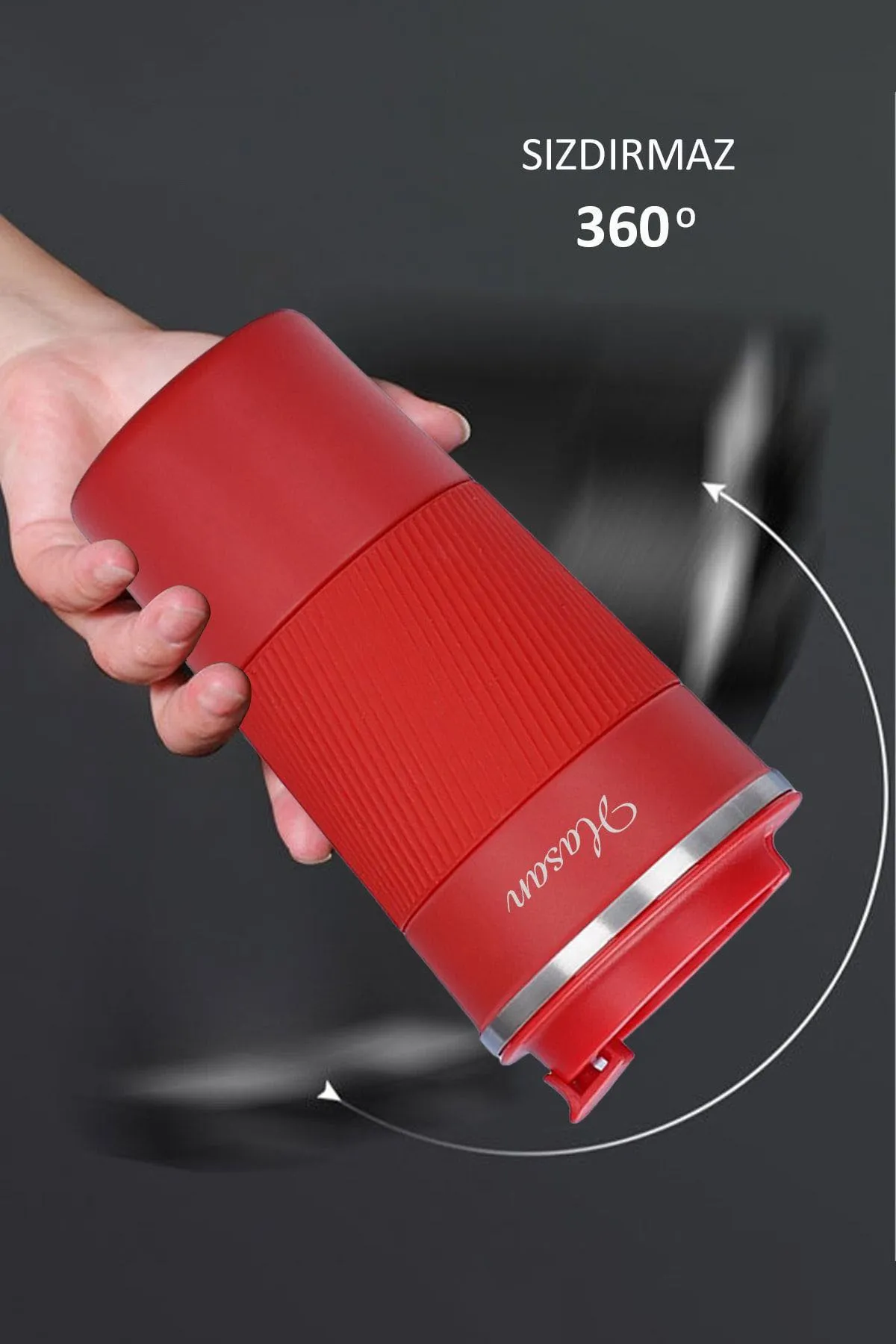 Kişiye Özel Isim Baskılı 500 Ml Çift Katmanlı 304 Paslanmaz Çelik Termos Mug - Kırmızı - Görsel 4