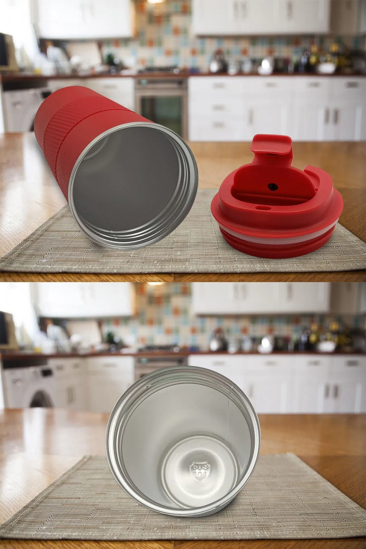 Kişiye Özel Isim Baskılı 500 Ml Çift Katmanlı 304 Paslanmaz Çelik Termos Mug - Kırmızı - Görsel 3