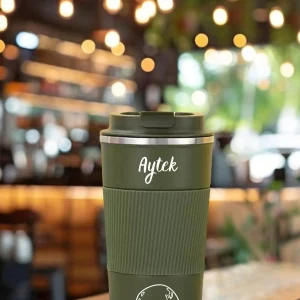 Kişiye Özel Isim Baskılı 500 Ml Çift  Katmanlı 304 Paslanmaz Çelik Termos Mug - Yeşil