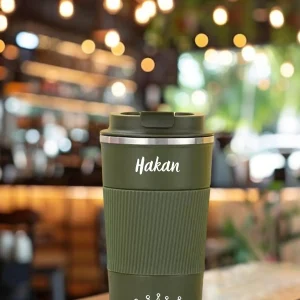 Alternative view of Kişiye Özel Isim Baskılı 500 Ml Çift  Katmanlı 304 Paslanmaz Çelik Termos Mug - Yeşil