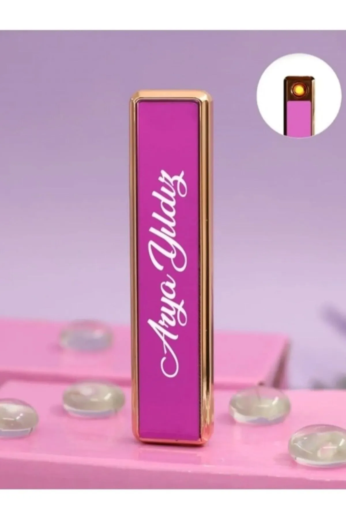 Kişiye Özel Isim Baskılı Çakmak Usb Li Mor Elektronik Çakmak - Mor - Görsel 5