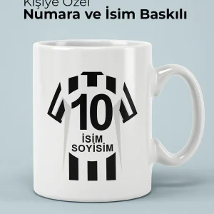Kişiye Özel İsim Ve Numaraları  Siyah Beyaz Özel Tasarım Porselen Kupa Bardak