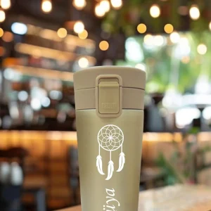 Kişiye Özel Isimli  Baskılı Termos Filtreli 304 Paslanmaz Çelik Çift Katmanlı Sızdırmaz 380 ml  Termos - Gold