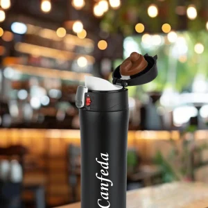 Alternative view of Kişiye Özel Isimli Baskılı Termos Kilit  Sistemli Sızdırmaz 304 Paslanmaz Çelik 450 ml Termos - Siyah