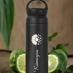 Alternative view of Kişiye Özel Isimli Termos Kulplu Filtreli  500 ml Çift Katman 304 Paslanmaz Çelik Matara - Siyah