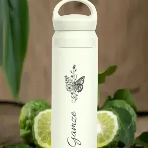 Kişiye Özel Isimli Termos Kulplu Filtreli 500 ml Çift Katman 304  Paslanmaz Çelik Matara - Beyaz