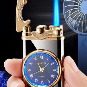 Alternative view of Kişiye Özel Lüks Saatli Pürmüzlü Gazlı  Çakmak - Parlak Siyah