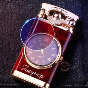 Alternative view of Kişiye Özel Lüks Saatli Pürmüzlü Gazlı  Çakmak - Kahverengi