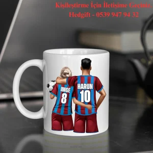 Kişiye Özel Taraftar Baskılı Bordo Mavi Çift Tasarımlı  Hediye Kupa Bardak