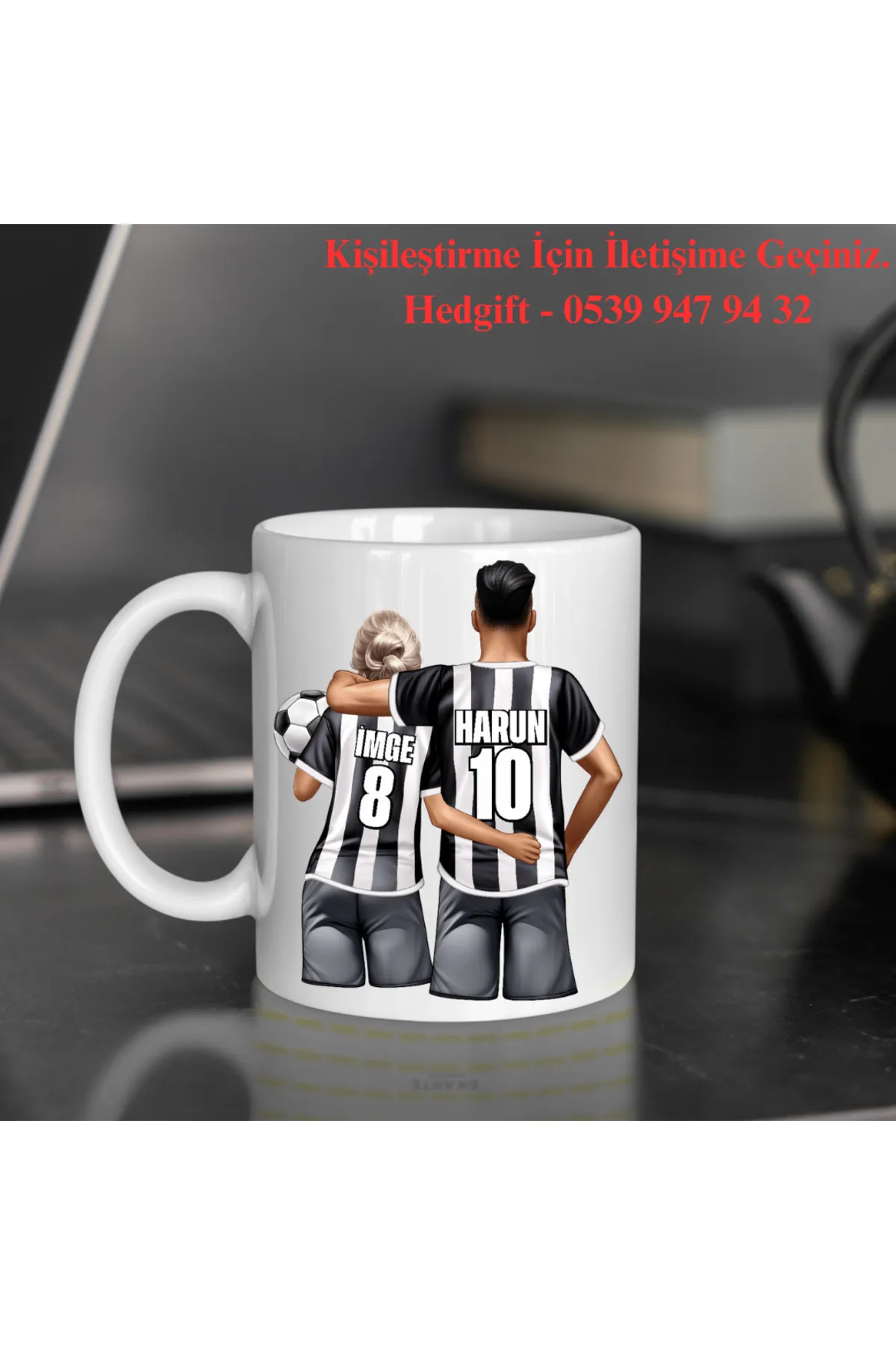 Kişiye Özel Taraftar Baskılı Siyah Beyaz Çift Tasarımlı Hediye Kupa Bardak