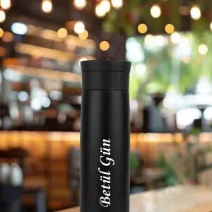 Alternative view of Kişiye Özel Termos Filtreli 500 ml Çift Katmanlı 304 Çelik Botox  Içecekler Sıcak Kahve Çay - Siyah