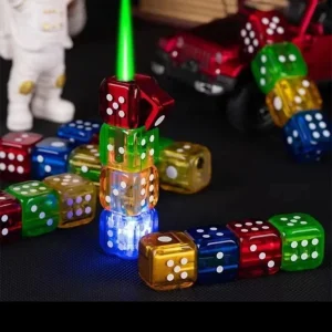 Özel Tasarım Işıklı Zar Şeklinde Gazlı  Jet Çakmak Süper Yeni Ürün