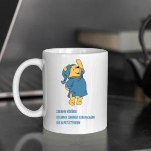 Porselen  Kupa Bardak Winnie The Pooh Aşk Dostluk Arkadaşlık Kardeşlik Sevgi - Beyaz